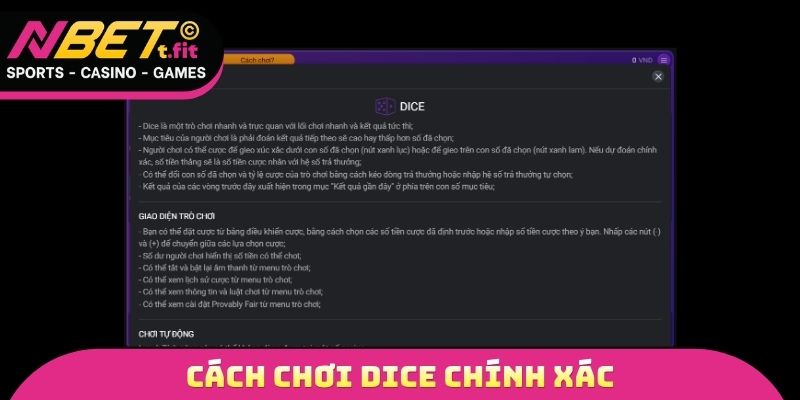 Cách chơi Dice chính xác
