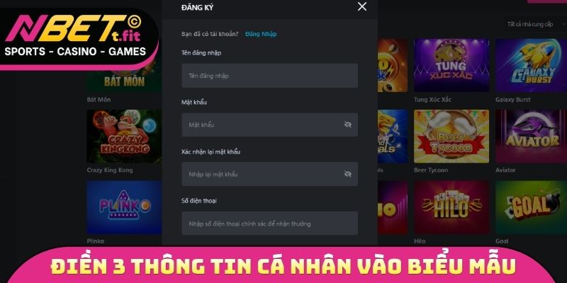 Điền 3 thông tin cá nhân vào biểu mẫu