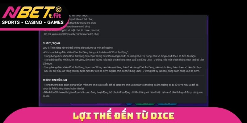 Lợi thế đến từ Dice
